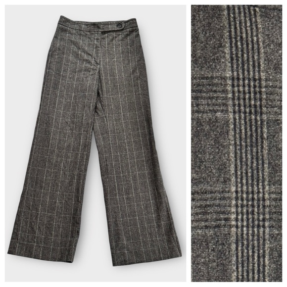 MaxMara Brown Black Plaid Wool Straight Leg Pant Trousers 2 - Picture 14 of 14